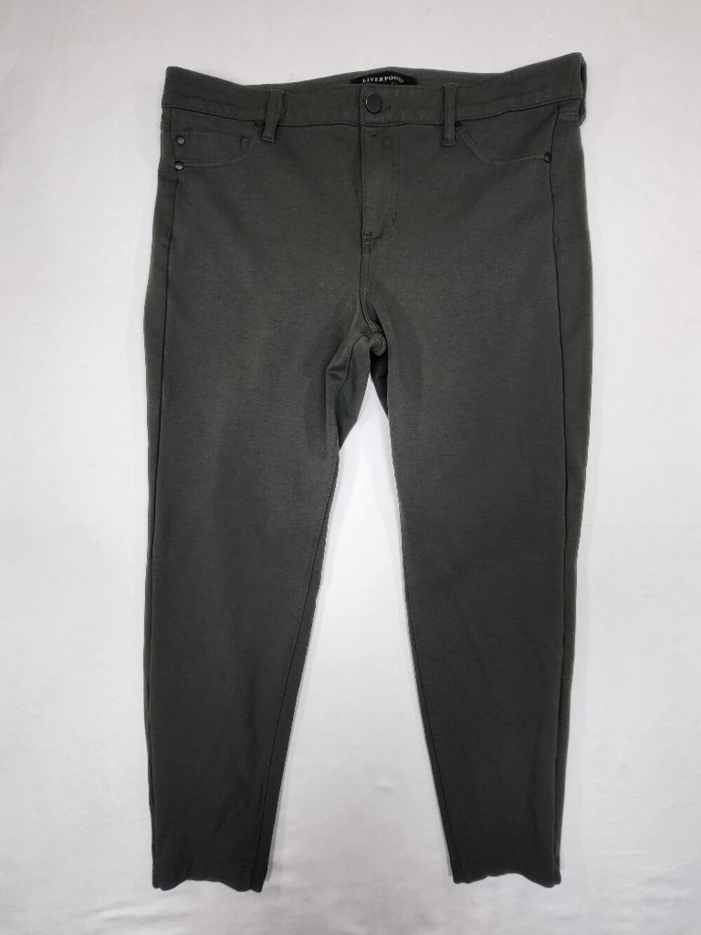 Liverpool Womens Petite Size 12/31 Peat Green Knit Skinny Pants XP20158BV1
